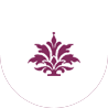 A purple and white logo of a plant.